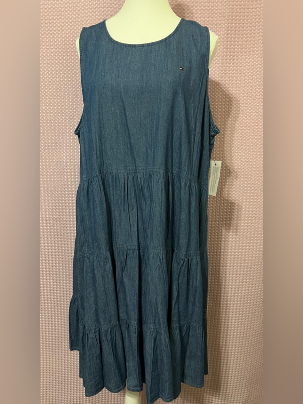 Tommy Hilfiger Denim Blue Maxi Dress with Logo Tag